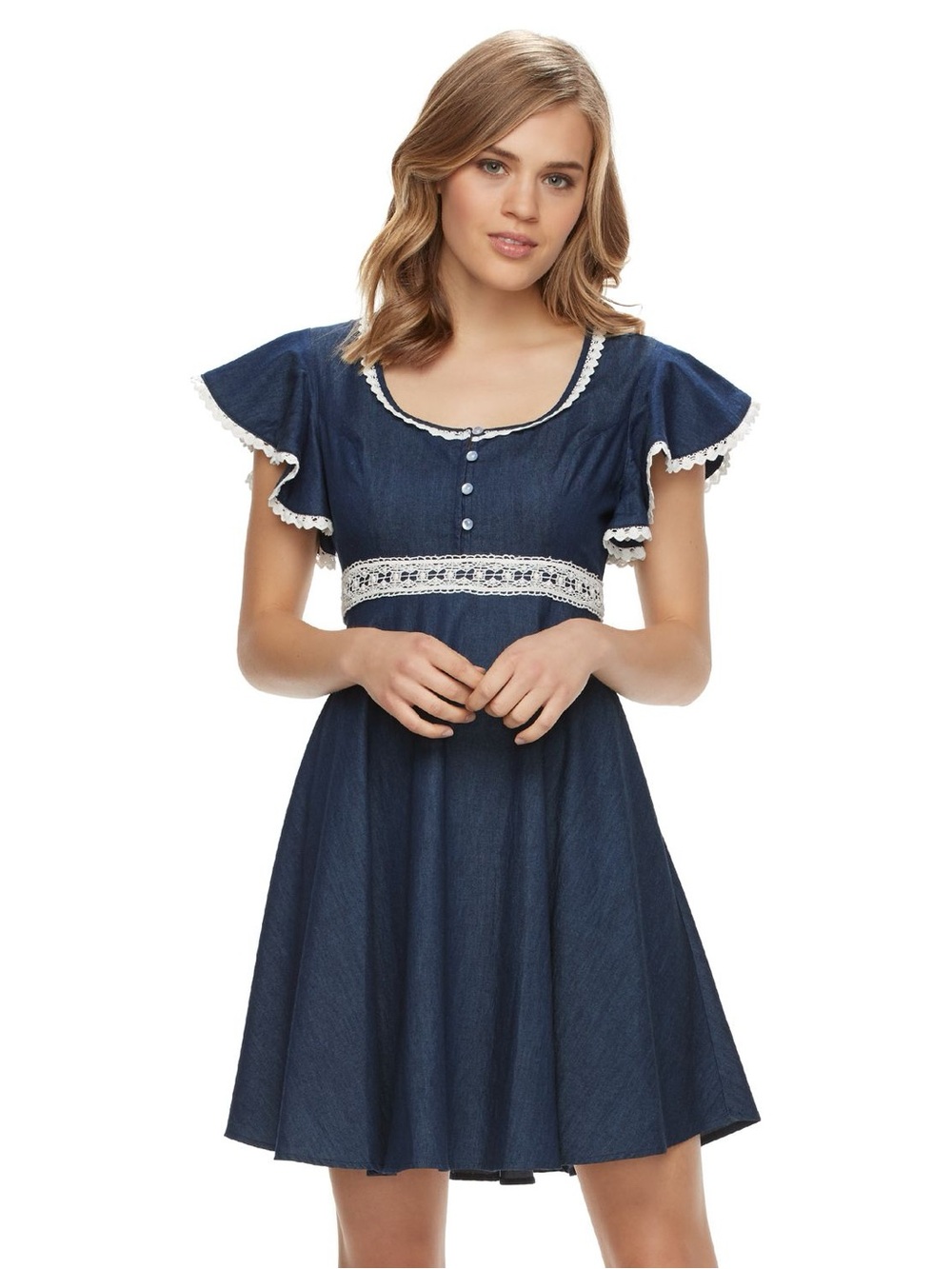Disney Bounding Beauty and the Beast Navy Blue Dress with Cream Lace